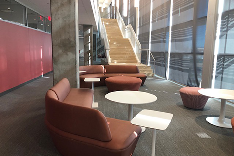 Interior showing stairs and searing in School of Medicine Library