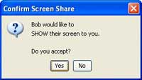 Screen Sharing Confirmation Box