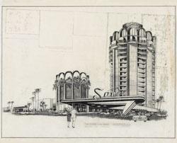 Architectural drawing of the Sands Hotel tower, 1963.