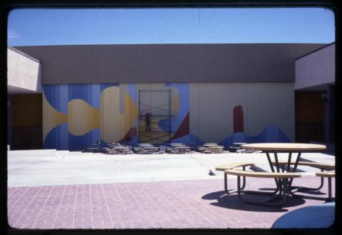 Mural painting at Bonanza High School, Las Vegas, Nevada, 1970s