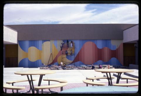 Mural painting at Bonanza High School, Las Vegas, Nevada, 1970s