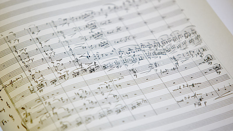 Close-up on a page of a music score