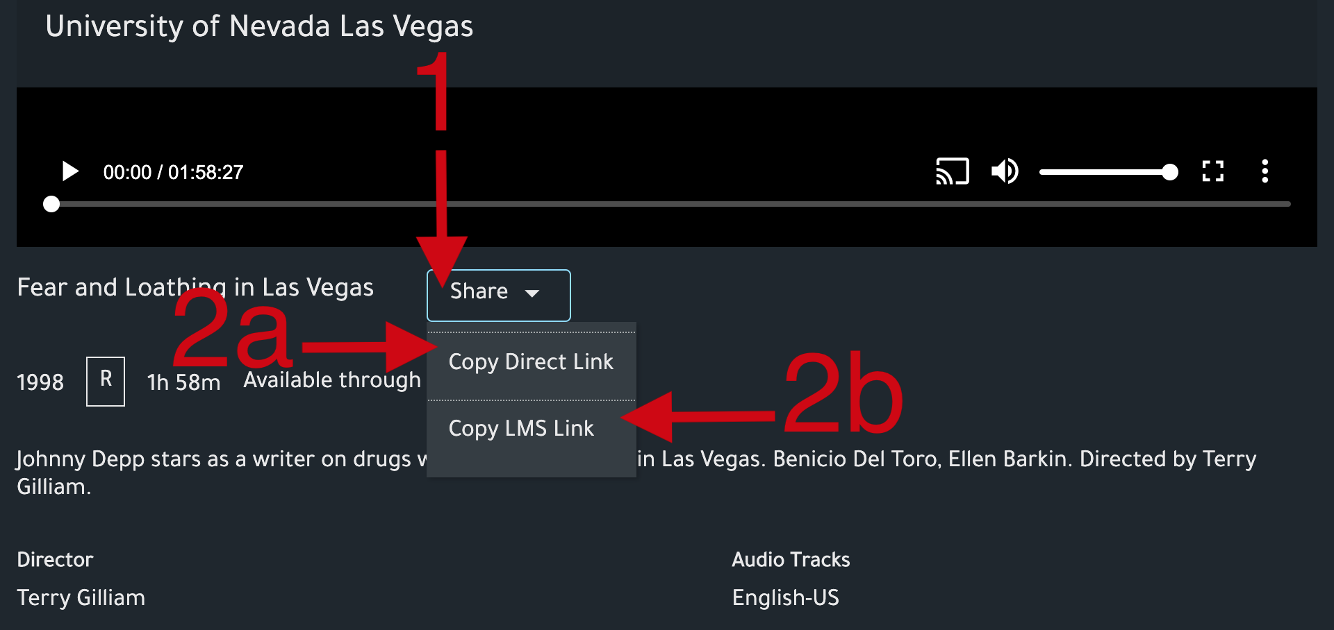 Screenshot of Swank Digital Campus showing where to find the share button