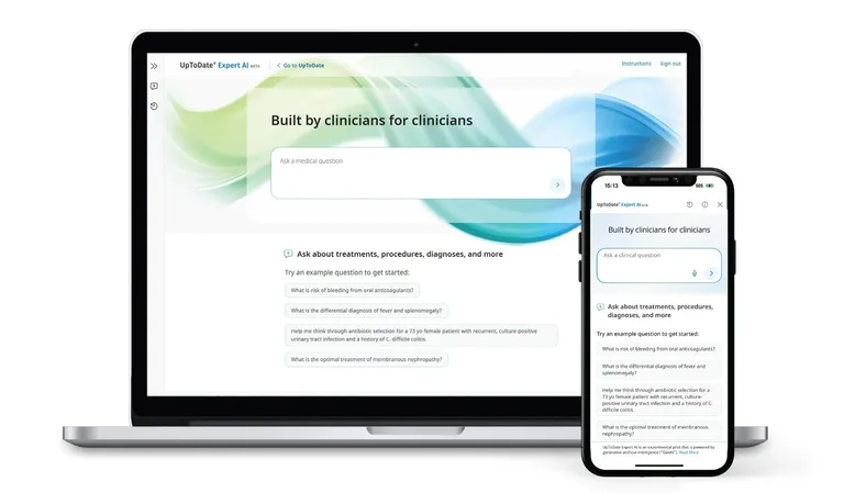 UpToDate Expert AI shown on a laptop and mobile device.