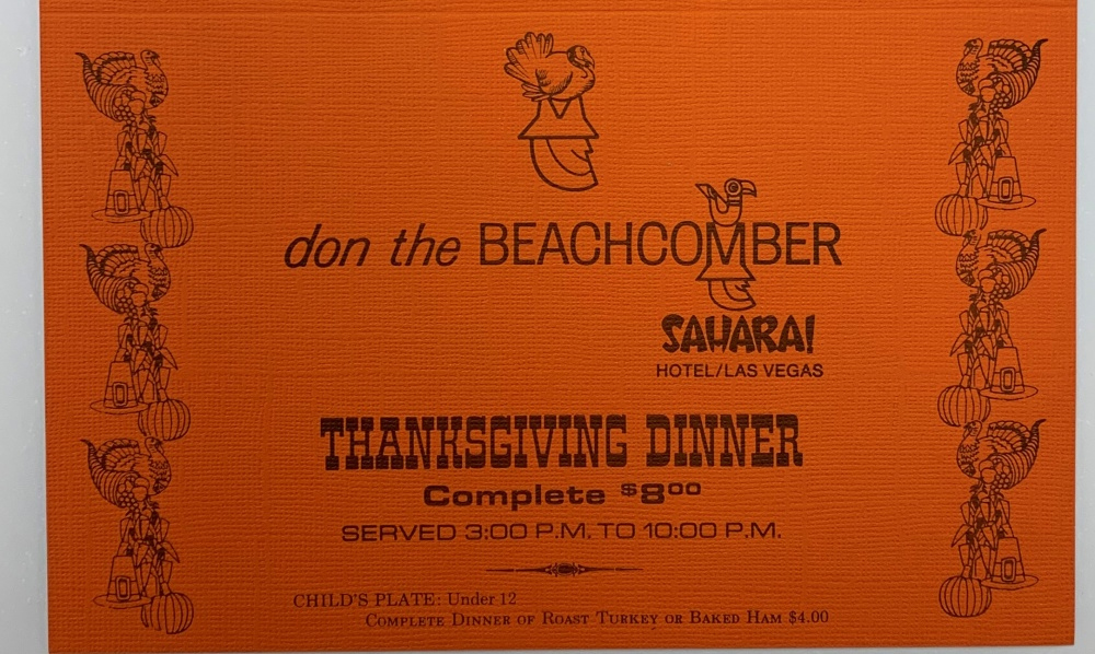 Orange menu from Don the Beachcomber restaurant