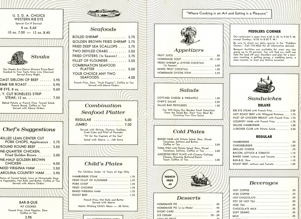 Interior menu text with pattern behind text