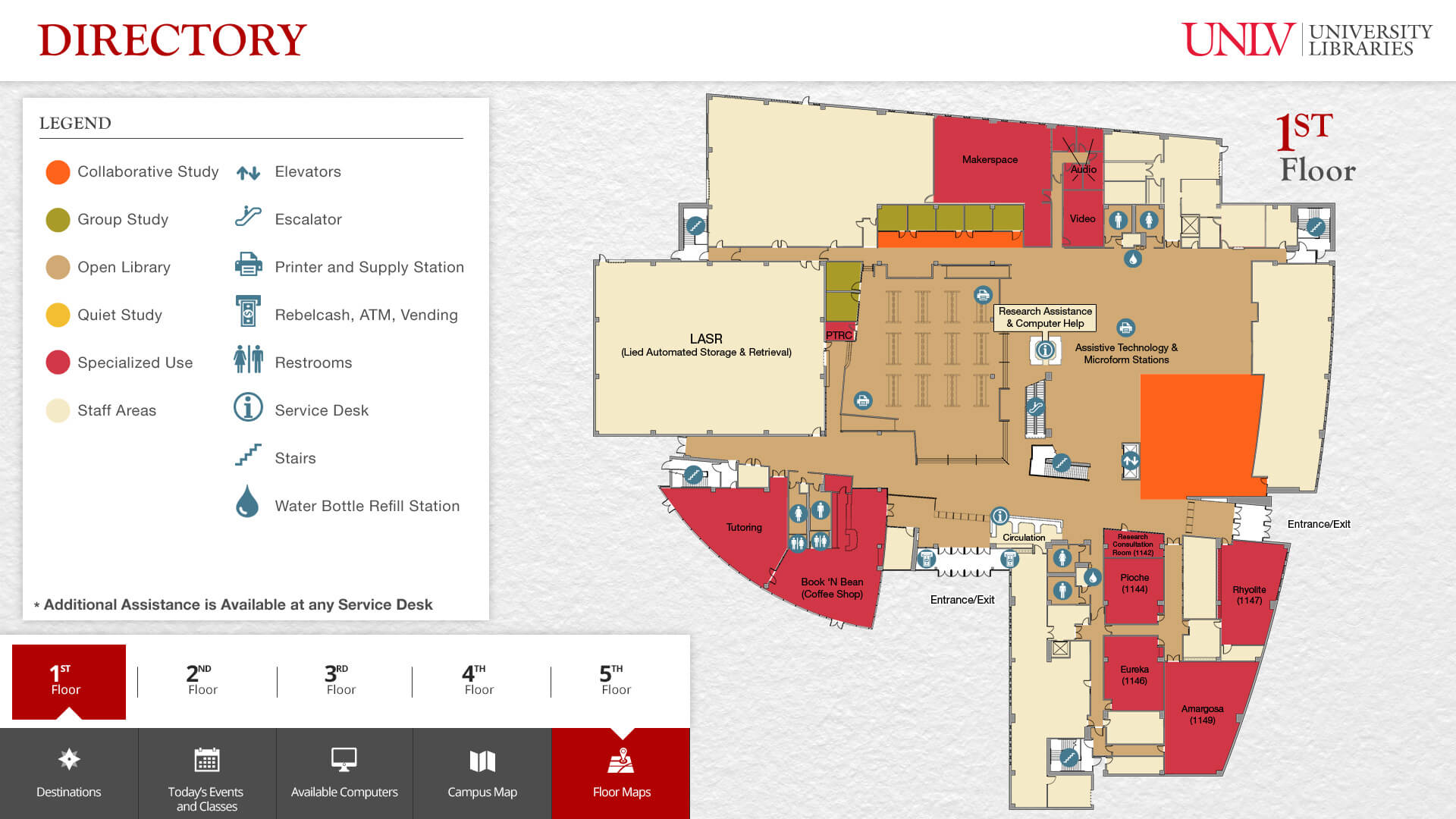 1st Floor Lied Library Map