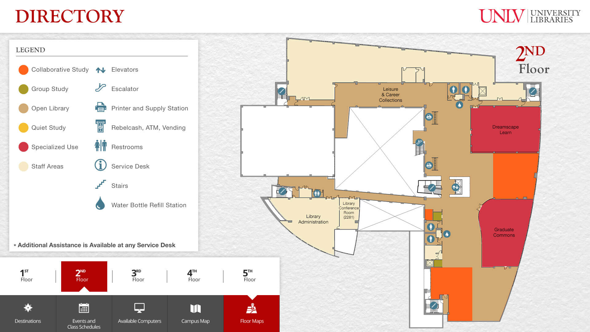 2nd Floor Lied Library Map