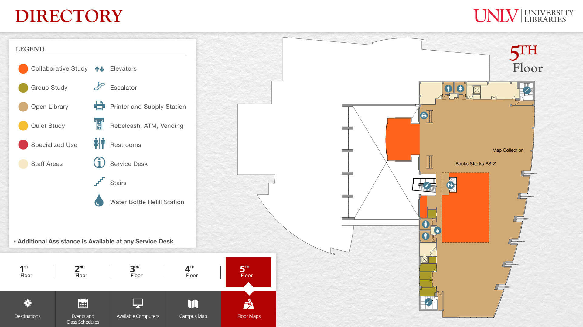 5th Floor Lied Library Map