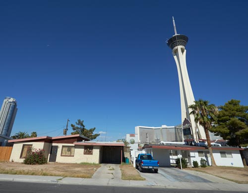 Photograph of Stratosphere from John S. Park Neighborhood from Photographs of the Development of the Las Vegas Valley (PH-00394)