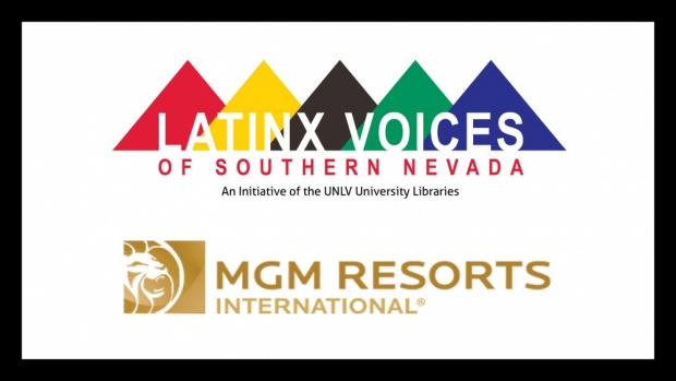 Logos for MGM Resorts and LatinX Voices project