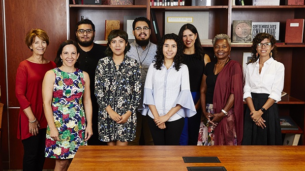 Special Collections staff with Latinx Voices students