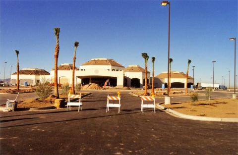 Photo of construction of Harrah’s Ak Chin Hotel and Casino located on the Ak Chin Indian Community Reservation in Arizona, 1993.