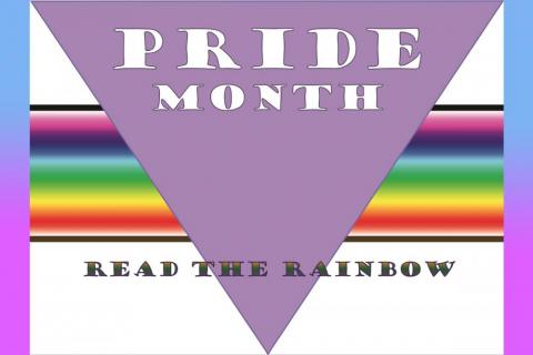 background rainbow with text, Pride month, read the rainbow