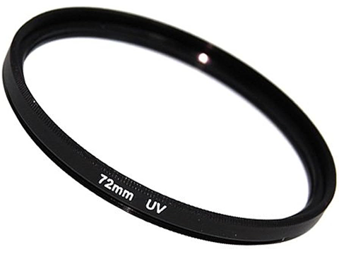 72mm circular lens filter that attaches on top of camera lenses.