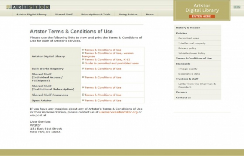 Screenshot of Artstor home page.