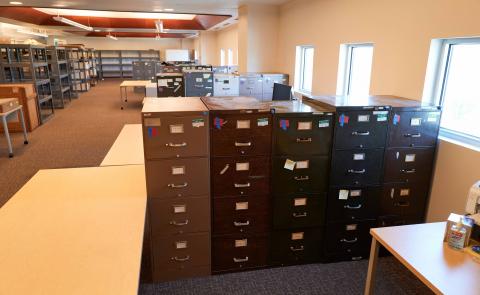 Collection material relocated to the workspace in Lied Library.