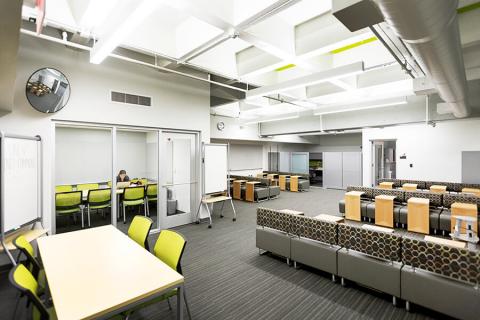 Studying area inside the Health Sciences Library
