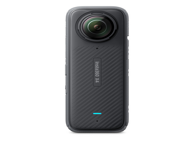 Black Insta360 X3 camera with a large lens and textured grip.