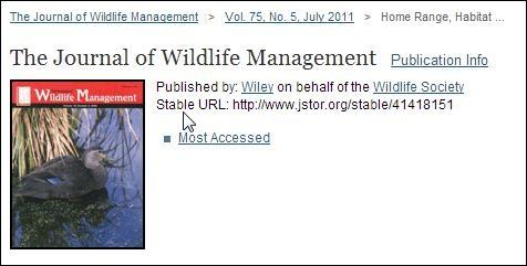 Screenshot showing JSTOR's stable URL link.