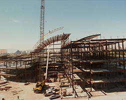 Color exterior photo of Lied Library construction