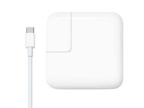 White Type-C cable and wall charger for MacBooks.