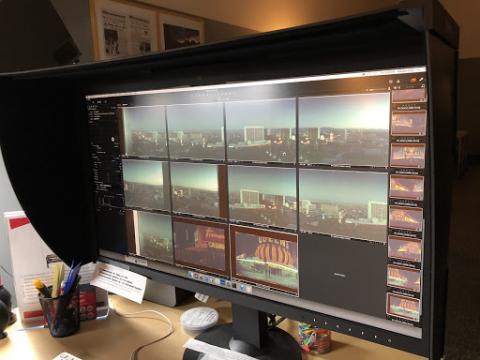 A computer screen showing several photographs of the Las Vegas Strip.