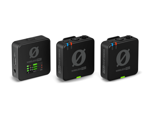 Three black RODE Wireless Pro transmitters/receivers.