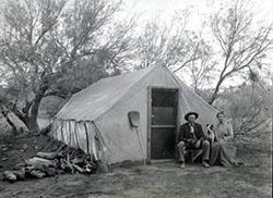 People with a dog near Las Vegas creek