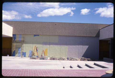 Mural painting at Bonanza High School, Las Vegas, Nevada, 1970s