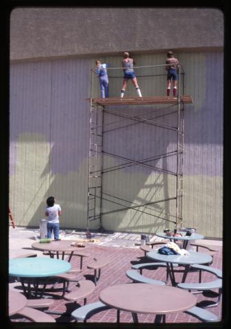 Mural painting at Bonanza High School, Las Vegas, Nevada, 1970s