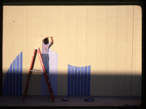 Mural painting at Bonanza High School, Las Vegas, Nevada, 1970s