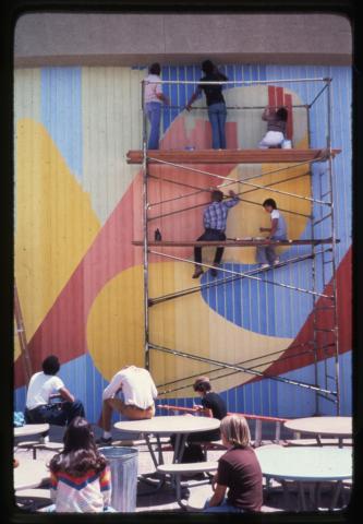 Mural painting at Bonanza High School, Las Vegas, Nevada, 1970s