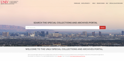 Image of Special Collections & Archives Portal homepage.