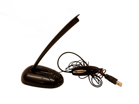 Foldable microphone with a USB cable.