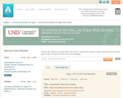 Archiving UNLV's  Web Presence