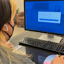 A UNLV student uses a computer. 