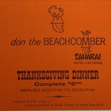 Orange menu from Don the Beachcomber restaurant