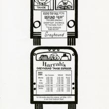 1962 advertisement by Hoefer, Dieterich, & Brown, Inc. designed to entice people in the San Francisco Bay Area to spend the weekend at Harrah’s Tahoe spending money on games, drinks, and food.