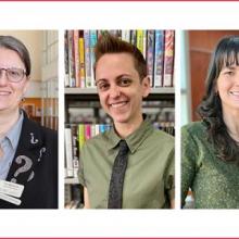 Three headshots of award winners, Sue Wainscott, Amanda Melilli, and Chelsea Heinbach